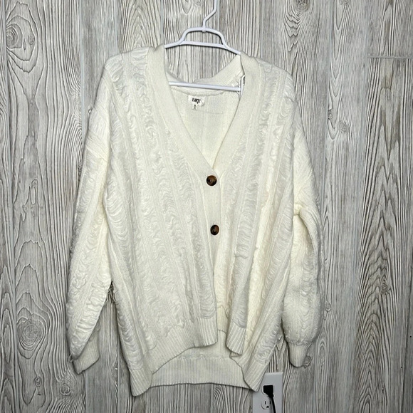 bke sweater size medium distressed look cream color - Picture 1 of 7